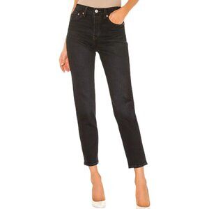 Levi's Wedgie Button Fly Waist Denim Dark Wash High Rise Skinny Jeans Black 25